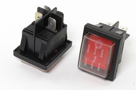 Переключатель клавишный, контакты 4T, 16А, ON-OFF, подсветка ILзеленая герм/кноп, IRS201-1-WPC08