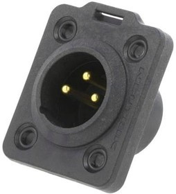 NC3MDX-TOP, XLR Connectors 3P M Panel Mnt Rcpt Nickel/Gold TOP