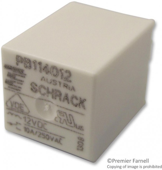 PB114012, Реле 1 переключ. 12VDC, 10A/250VAC SPDT