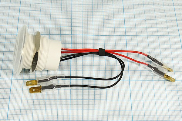 Влагозащищённая кнопка без фиксации (SPST), OFF-(ON) с синей подсветкой, 12В/10А; №10330B ПКн\ 12\10\SPST\d32\мет\ ILсин12В\IP65\4L\\