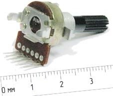 Резистор переменный поворотный 100к\A\16мм\ Y6x25\F-164KP-1; №4541_A РПвр 100к\A\16мм\ Y6x25\F-164KP