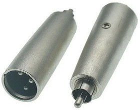 JD-491 / XLR 3P M-RCA M, Переходник микрофонный JD-491 XLR 3pin штекер (папа)-RCA штекер (папа), 48 В, -20...+50°C, цвет серый металлик