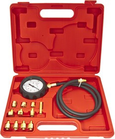 ER-86311, Тестер давления масла с адаптерами (0-28Bar) 12 предметов в кейсе ЭВРИКА