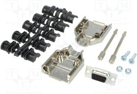 DTPK-M-09-DMS-K, Разъем D-Sub; PIN: 9; вилка; "мама"; пайка; на провод; черный