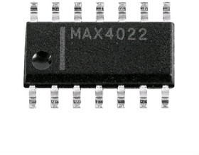 MAX4022ESD+, Буферный усилитель, 4 усилитель(-ей), 200 МГц, 600 В/мкс, ± 1.575В до ± 5.5В, 3.15В до 11В, NSOIC