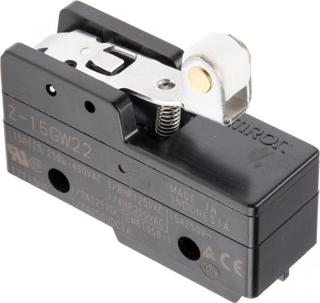 Z15GW22, Микропереключатель, высокоточный, Мгновенного Действия, Короткий Петлевой Роликовый Рычаг, SPDT Z15GW22, Микропереключатель, высокоточный, Мгновенного Действия, Короткий Петлевой Роликовый Рычаг, SPDT