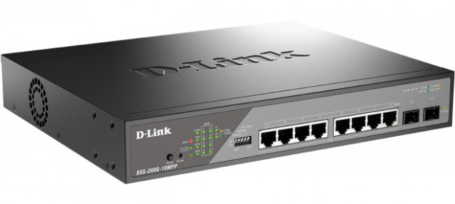 D-Link DSS-200G-10MPP/A1A Настраиваемый L2 коммутатор с 8 портами 10/100/1000Base-T и 2 портами 1000Base-X SFP (8 портов PoE 802.3af/at/bt, D-Link DSS-200G-10MPP/A1A Настраиваемый L2 коммутатор с 8 портами 10/100/1000Base-T и 2 портами 1000Base-X SFP (8 портов PoE 802.3af/at/bt,