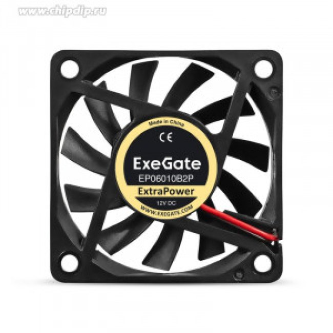 EX295224RUS, Вентилятор 12В DC ExeGate ExtraPower EP06010B2P (60x60x10 мм, 2-Ball (двойной шарикоподшипник), 2pin, 3200RPM, 26dBA)