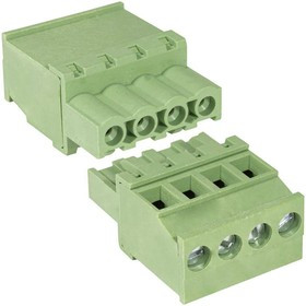 XY2500F-AV-04P 5mm, Клеммник разъемный угловой, розетка (F) SZC XY2500F-AV-04P, 4 контакта с шагом 5,0 мм, 12 А, 28-12 AWG, 2,5 мм?, PA66