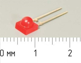 Светодиод Flat top 3x2,3m4мм, красный, 3.5 мкд, 160 градусов, линза красная матовая, боковая; №5785 R СД 3 x 2,3m 4 \кр\ 3,5\160\кр мат\T