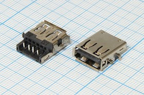 Гнездо USB, Тип A, угловое, 4 контакта, на плату; №13262 гн USB \A\4P4C\плат\угл\USB A-SA5