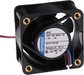 412-RS0, 400 Series Axial Fan, 12 V dc, DC Operation, 10m³/h, 900mW, 40 x 40 x 20mm