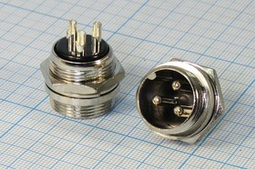 Разъем микрофонный MIC20 вилка, контакты 3P, монтаж на блок, М19, XS20JK3P-M[MS-DF-20-3]