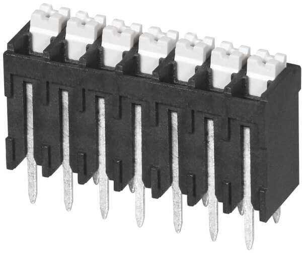 TBLH10V-350-07BK, Fixed Terminal Blocks Terminal block, screwless, High Temp, 3.5, Vertical, 7, Black w Gray Button