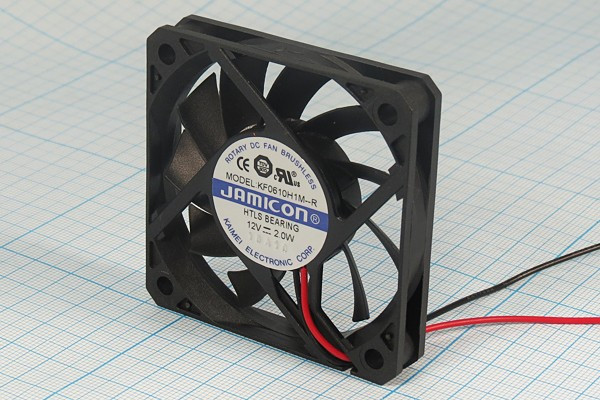 KF0610H1M-R, вентилятор 12В 60х60х10мм подшипник скольжения