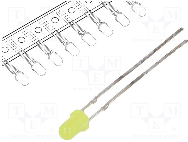 OSNY3134A-T, LED; 3mm; yellow; 10?20(typ)-30mcd; 30°; Front: convex; 1.8?2.4V
