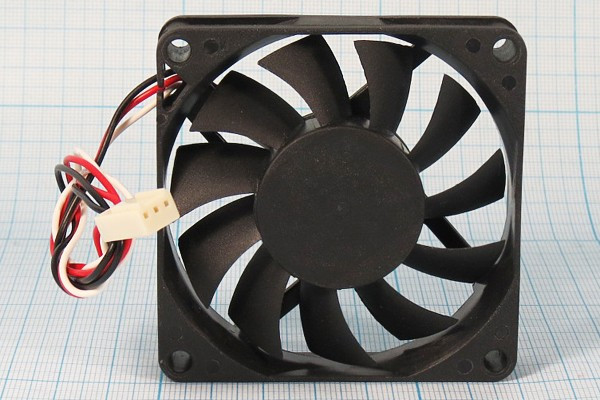 Вентилятор 70x70x15, напряжение 12В, мощность 4,2Вт, выводы 3L+HU3, подшипник качения, KF0715B1HS