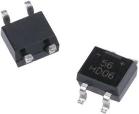 HD06-T, Диодный мост: однофазный, 600В, If: 0,8А, Ifsm: 30А, MiniDIP, SMT