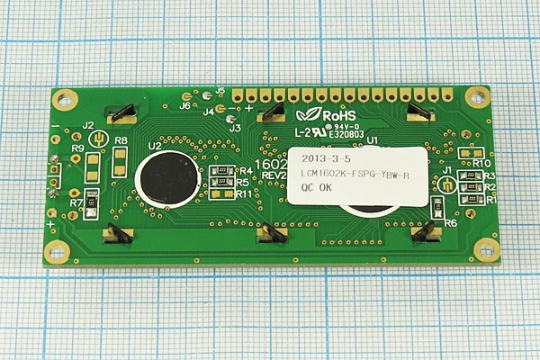 ЖК матрица с подсветкой зеленым,16 разрядная, 2 строчная, 80x 36; №6066 G жкм 16 \ 2\ 80x 36\IL зел\\LCM1602K-FSPG-YBW-R\