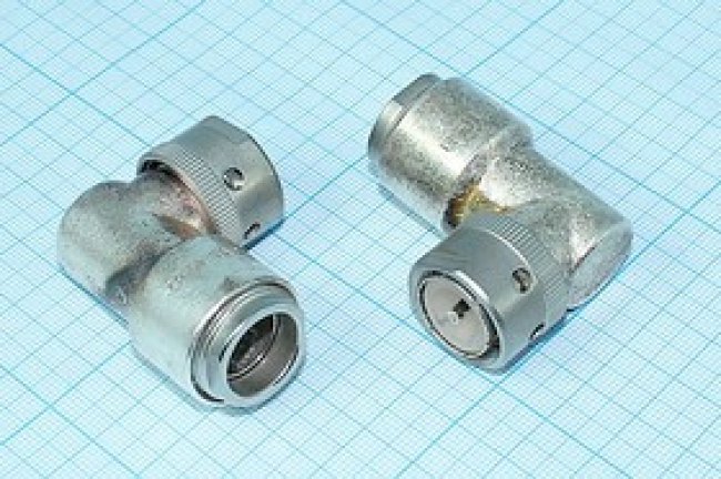 Высокочастотный разъём СР50-186ПВ, вилка угловая на кабель, сочленение резьбовое 18мм; №15120 СР50-186ПВ\каб\ М18\угл[вилка]