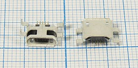 Разъем microUSB розетка, тип B, контакты 5C4HP, на плату, угловой, SMD, microUSBB5SAD2 Разъем microUSB розетка, тип B, контакты 5C4HP, на плату, угловой, SMD, microUSBB5SAD2