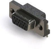 632-015-266-032, HD D SUB CONN, R/A RCPT, 15POS, DE, SLDR