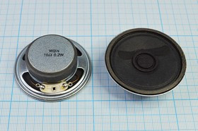 Динамик, диаметр 50мм, толщина 17мм, 16 Ом, 0.25Вт; №6506 P дин 50x17\ 16\0,25\мет/бум\2C\ VS50170R1