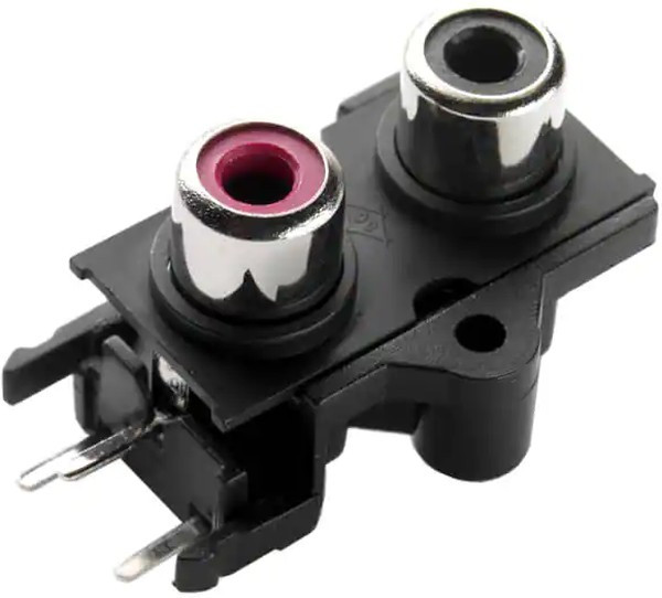 RCJ-2233, RCA Phono Connectors 2 Port White RA Vert RCA Jack