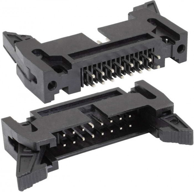 SCM-16, Разъем IDC 2х8 вилка на плату, шаг 2.54мм, с защелками SCM-16, Разъем IDC 2х8 вилка на плату, шаг 2.54мм, с защелками