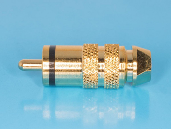 RPC-3GT-B, Разъем RCA-тюльпан, вилка на кабель, позолоченный, изолятор тефлон, черный RPC-3GT-B, Разъем RCA-тюльпан, вилка на кабель, позолоченный, изолятор тефлон, черный