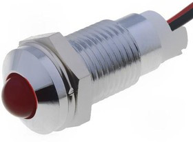 AMQD08/ALD504L030, Индикат.лампа: LED, выпуклый, 24ВDC, Отв: d8мм, Корпус: серебристый