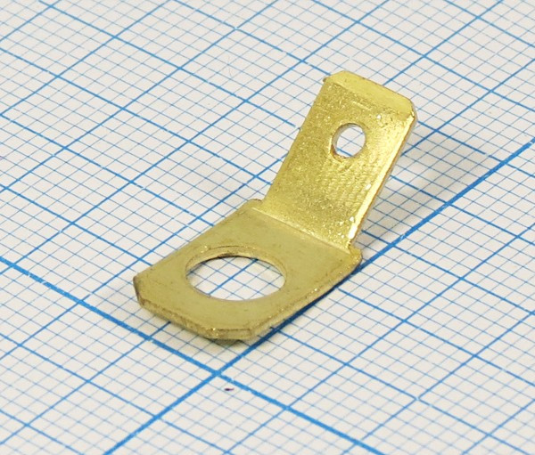 Клемма вилка, 6,3x0,8x"O"d5,3, латунь, угловая 45 градусов