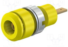 SLB2-F2.8-24, Гнездо; "банан" 2мм; 10А; 28мм; желтый; Покрытие: позолота