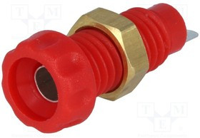 CL1452, Гнездо, "банан" 4мм, 10А, 60ВDC, 23мм, красный, никелированные