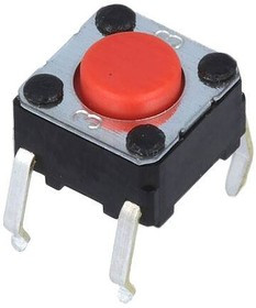 B3F1006, Switch Tactile N.O. SPST Flat Round Button PC Pins 0.05A 24VDC 4.9N Thru-Hole Bag