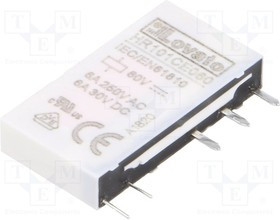 HR101CE060, Реле: электромагнитное, SPDT, Uобмотки: 60ВDC, 6A/250ВAC, 6A/30ВDC