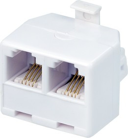 03-0031-01, Телефонный двойник (штекер - 2 гнезда) 6P-4C (блистер)