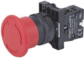 Кнопка управления "Грибок" d40мм (2) с фиксацией NP2-ES542 без подсветки красн. 1НЗ IP40 CHINT 57483