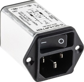 DC12.3102.001, 4A, 250 V ac Male Panel Mount Filtered IEC Connector DC12.3102.001