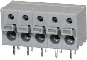 TBL009-500-05GY-2GY, Fixed Terminal Blocks Terminal block, screwless, 5.00, Horizontal, 5, Gray w Gray Button