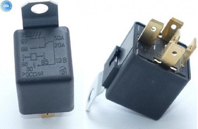 75.3777, Реле электромагнитное 12V 5-ти контактное 30/20А переключ. с кронштейном АВАР