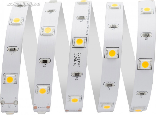 10-41, Набор светодиодной ленты, теплый белый, 12В, 7.2Вт/м, 30SMD(5050)/м, IP20, 5м, с блоком питания 10-41, Набор светодиодной ленты, теплый белый, 12В, 7.2Вт/м, 30SMD(5050)/м, IP20, 5м, с блоком питания