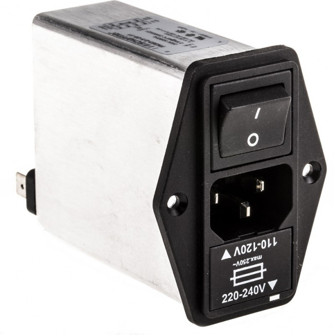 FN393-2.5-05-11, Filtered IEC Power Entry Module, IEC C14, General Purpose, 2.5 А, 250 В AC FN393-2.5-05-11, Filtered IEC Power Entry Module, IEC C14, General Purpose, 2.5 А, 250 В AC