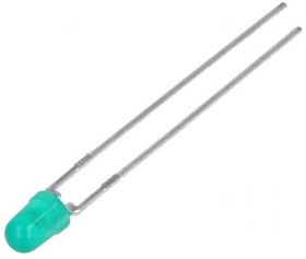 HLMP-1503-D0000, LED; 3mm; green; 4.2mcd; 60°; Front: convex; 1.5?2.7V