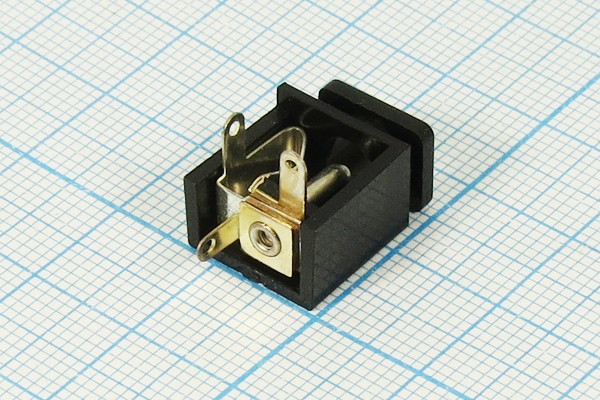Гнездо питания DC 2.5D5.5, 3 контакта, на плату, угловое, с выключением ON-OFF, DJK-15B; №858 гн пит DC 2,5D5,5\3C\ON-OFF\ плат\угл\DJK-15B
