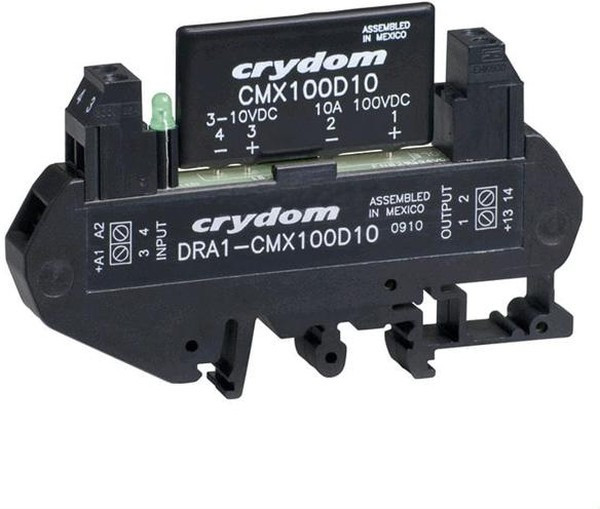 DRA1-CMX100D10, DRA Series Solid State Interface Relay, 10 V dc Control, 8 A Load, DIN Rail Mount DRA1-CMX100D10, DRA Series Solid State Interface Relay, 10 V dc Control, 8 A Load, DIN Rail Mount