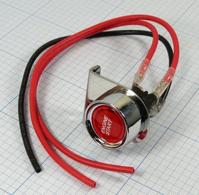 Панель с красной кнопкой и подсветкой "Start Engine", включатель OFF-(ON), 12В/50А; №12508R Панель 48x40\12В\50А\ПКн_ OFF-(ON)\ILкр\R18-R1A\