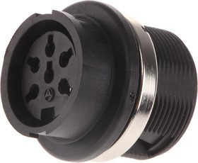 T 3427 000, Гнездо: DIN: "мама": PIN: 6: на панель, скрученный: пайка: 300В: 5А