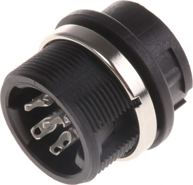 T 3427 000, Гнездо: DIN: "мама": PIN: 6: на панель, скрученный: пайка: 300В: 5А