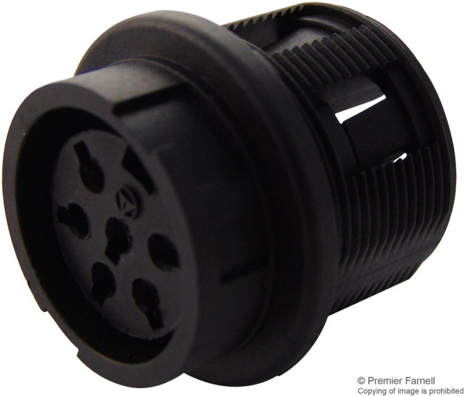 T 3427 000, Гнездо: DIN: "мама": PIN: 6: на панель, скрученный: пайка: 300В: 5А